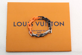 Louis Vuitton LV silver, orange and black three-color splicing tempered bamboo bracelet-3629  